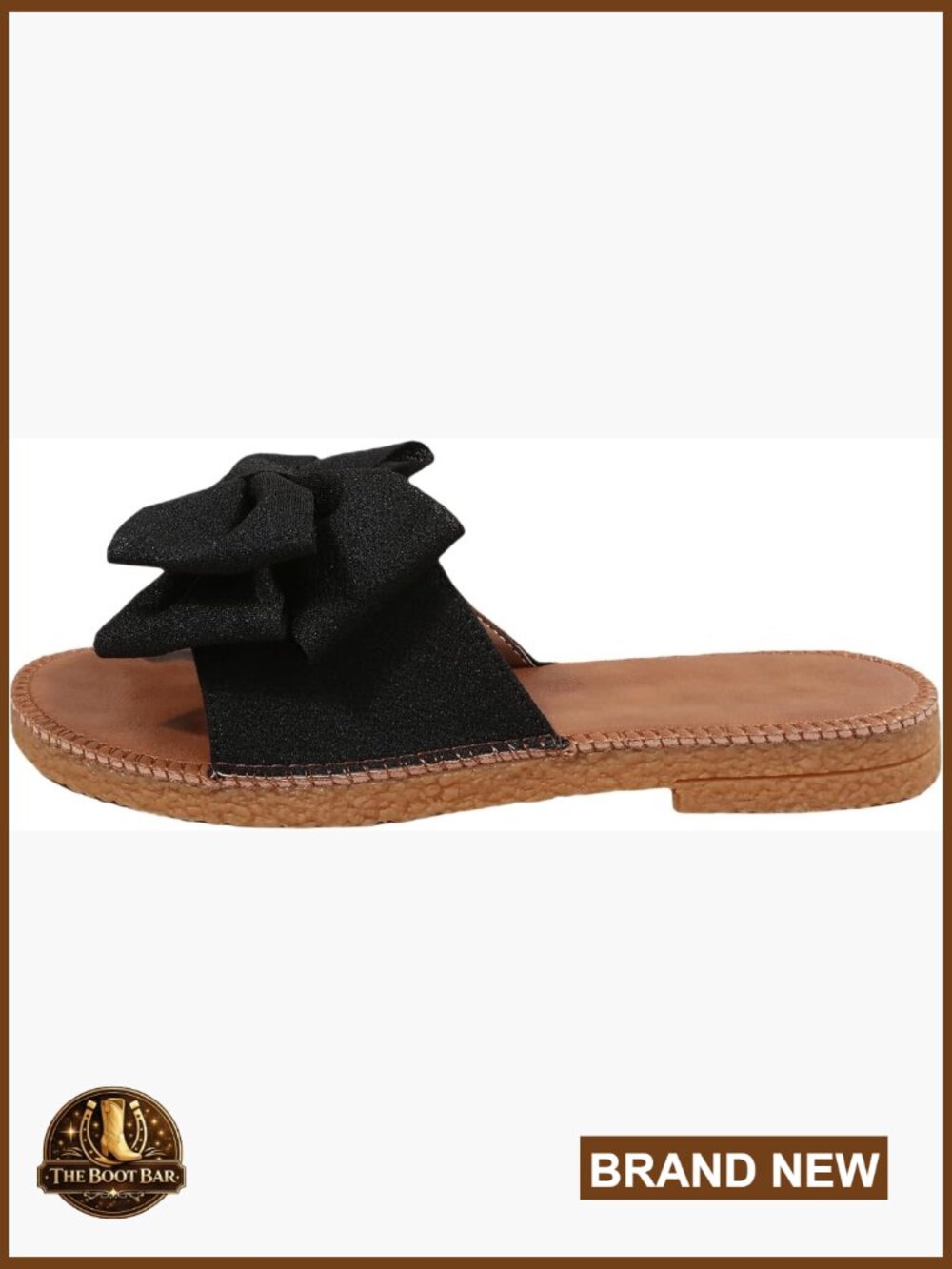 Black Bow Slide Sandal with Espadrille-Inspired Sole